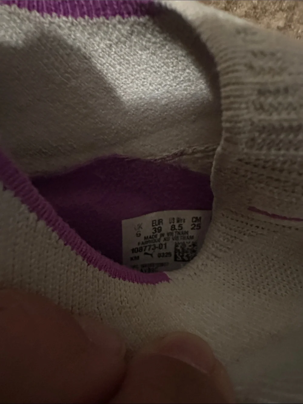 Women's White Puma Soccer Cleats with Pink & Purple Accents, 8.5